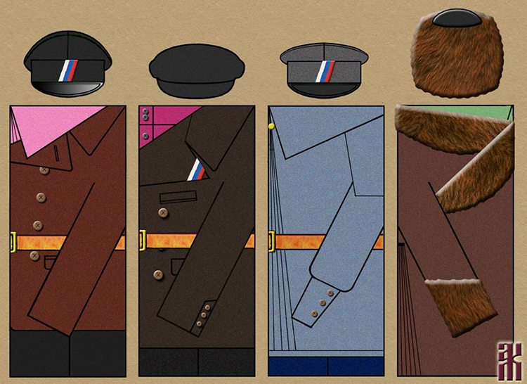 Clothing of volunteer partisans from among the indigenous Khakass population