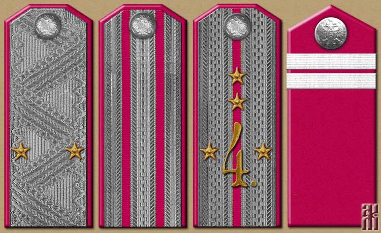 Shoulder-boards of Cossack units in the Independent Ural Army in the Russian Civil War