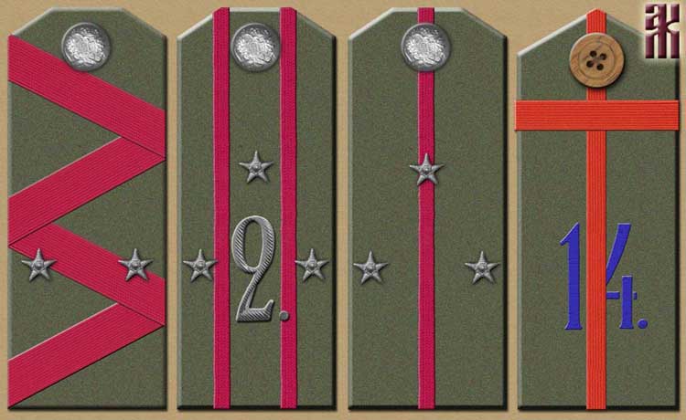 Shoulder-boards of Cossack units in the Independent Ural Army in the Russian Civil War