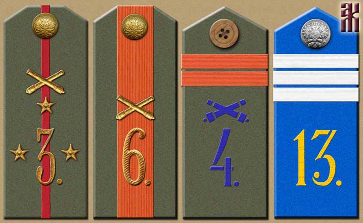 Shoulder-boards of Cossack units in the Independent Ural Army in the Russian Civil War