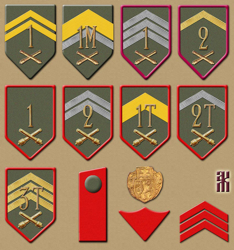 Insignia of Czechoslovak artillery units from December 1917 to October 1918