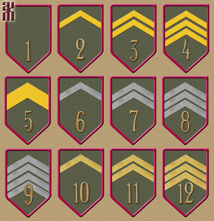 Sleeve badges of rifle regiments of the Czech Legion in the Russian Civil War