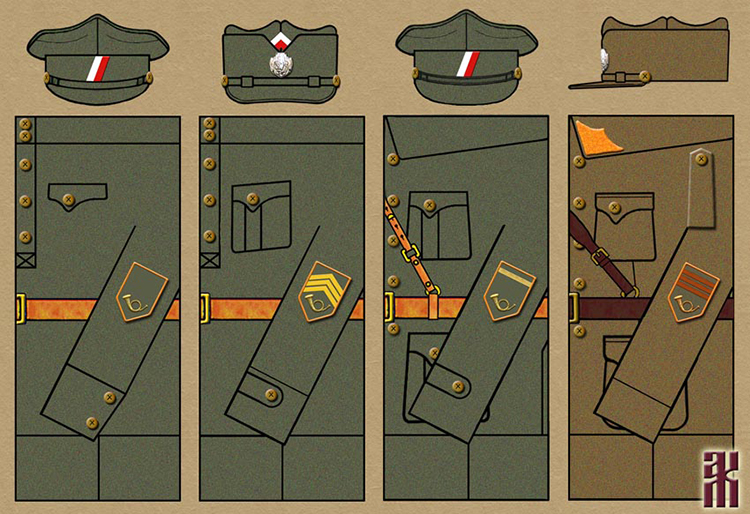 iuniforms of military field post in the Czech Legion in the Russian Civil War