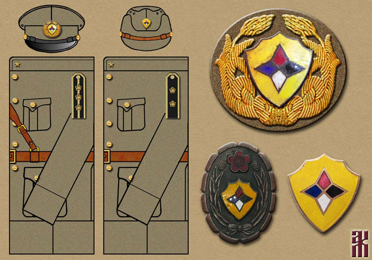 Uniforms of Russian soliders in Japanese Manchukuo