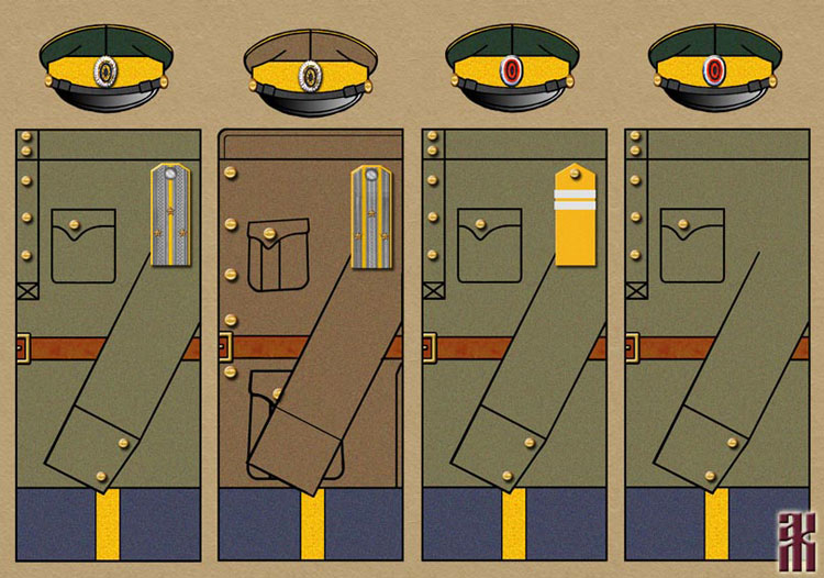 Uniforms of Russian soliders in Japanese Manchukuo