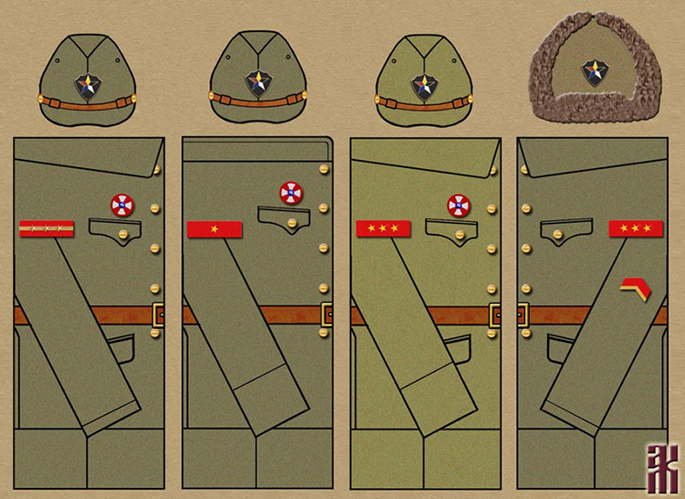 Uniforms of Russian soliders in Japanese Manchukuo