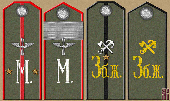 Shoulder-boards of the Manchurian Aviation Detachment and Transbaikal Railway Battalion
