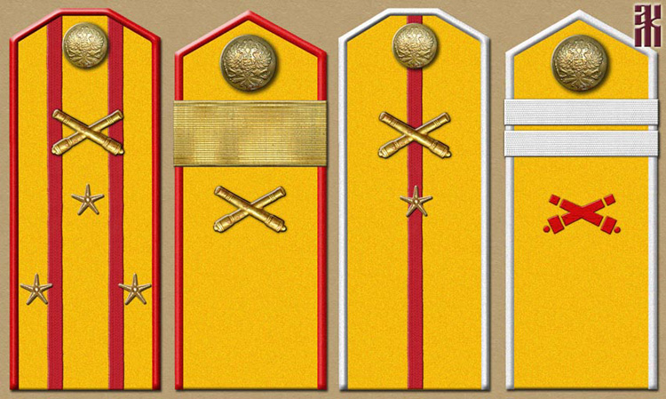Shoulder-boards of the artillery units of the Special Manchurian Detachment