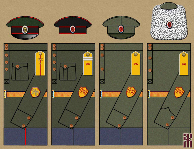Uniforms of the horse artillery units of the Special Manchurian Detachment