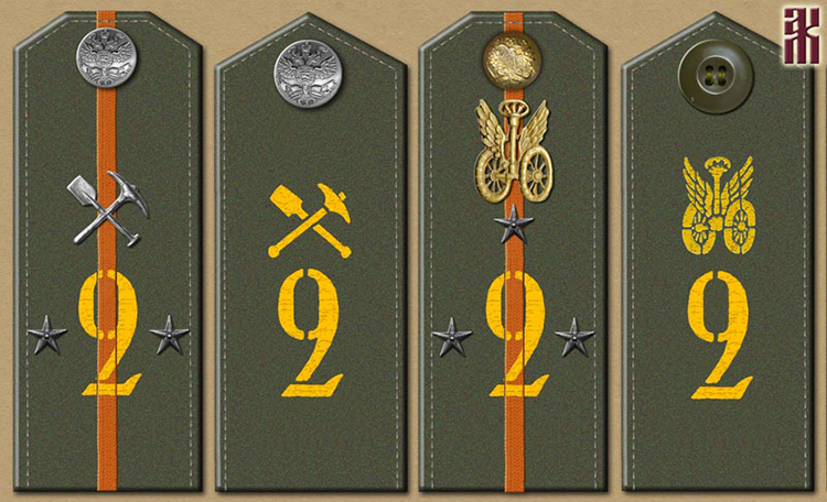 Shoulder-boards of technical staff of the 2nd Syzran Rifle Division in the Russian Civil War