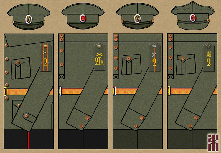 uniforms of technical units in the 2nd Syzran Rifle Division in the Russian Civil War