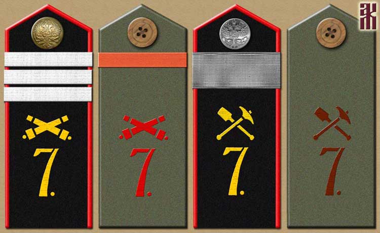 Shoulder-boards of the 7th Urals Mountain Rifle Division in the Russian Civil War