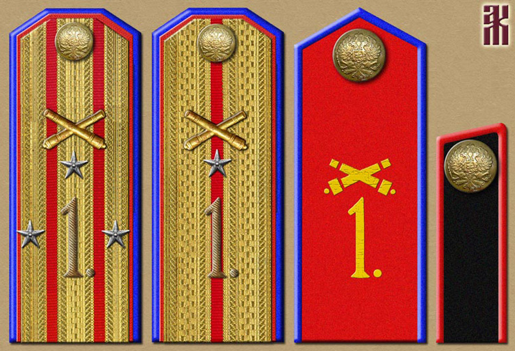 Shoulder-boards of the Horse Artillery 1st Cavalry Division in the Russian Civil War