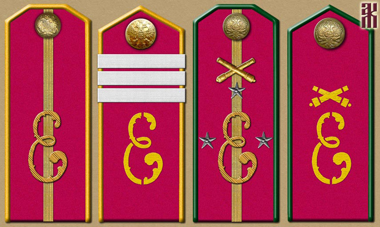 Shoulder-boards of the Horse-Jaeger Regiment and the Jaeger Artillery Divizion