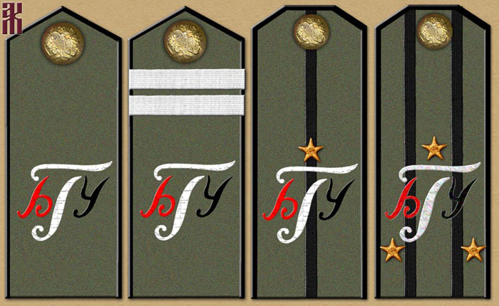 Shoulder-boards of the 1st Immortal Shock Regiment Russian Civil War