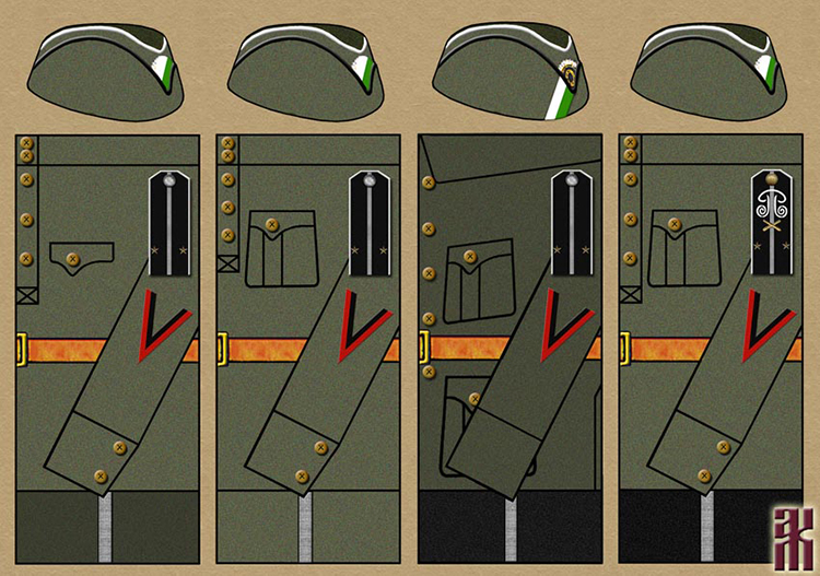 Uniforms of the officers of the 1st Siberian Assault Brigade Russian Civil War