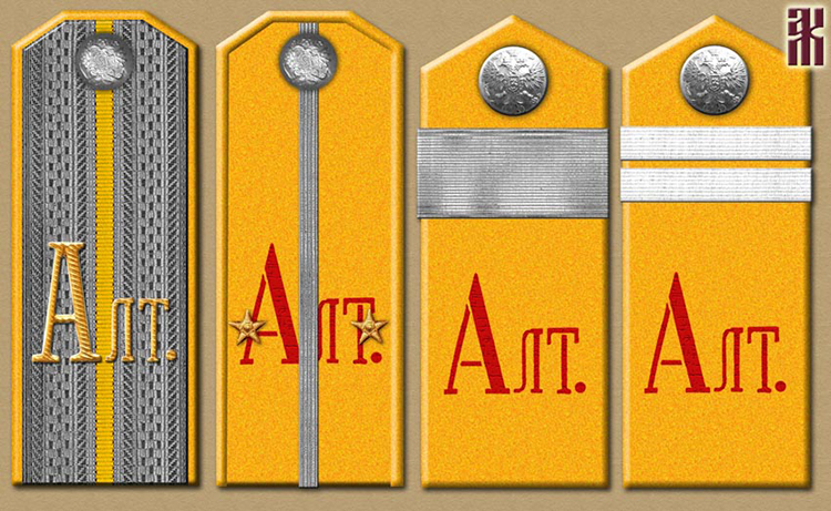 Shoulder-boards of Kaigorodov's Combined Russian-Inorodnyy Detachment if the Altai Mountain Region